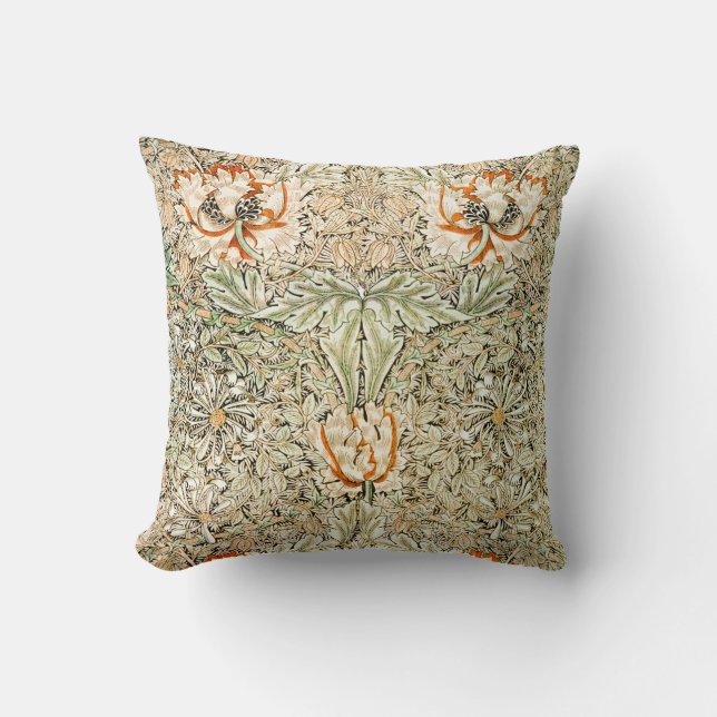 Honeysuckle, William Morris Throw Pillow (Front)
