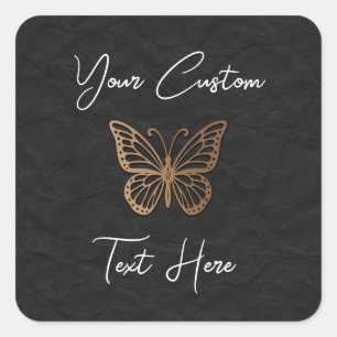 Honeywind Brown Black Boho Butterfly Sweet 16  Square Sticker