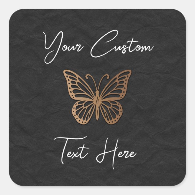 Honeywind Brown Black Boho Butterfly Sweet 16  Square Sticker (Front)