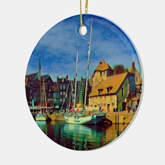 HONFLEUR - docking - old pier - panorama Ceramic Ornament (Left)