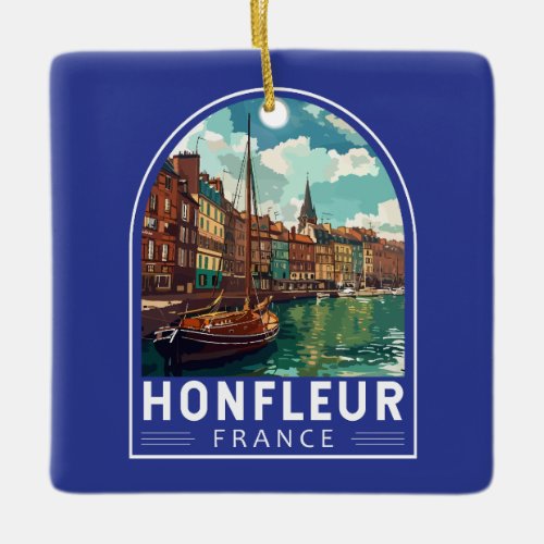Honfleur France Travel Art Vintage Ceramic Ornament