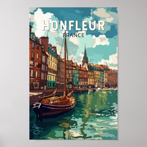 Honfleur France Travel Art Vintage Poster