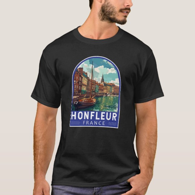Honfleur France Travel Art Vintage T-Shirt (Front)