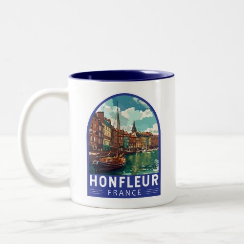 Honfleur France Travel Art Vintage Two_Tone Coffee Mug