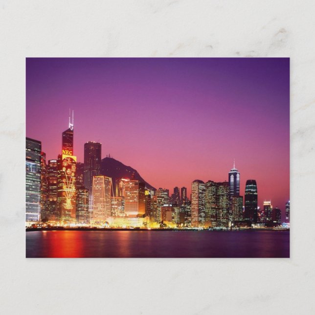Hong Kong at  Night Postcard (Front)