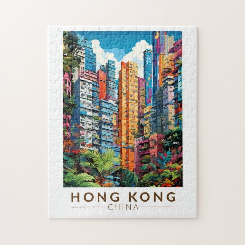 Hong Kong China Apartments Travel Art Vintage Jigsaw Puzzle