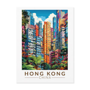 Hong Kong China Apartments Travel Art Vintage Postcard