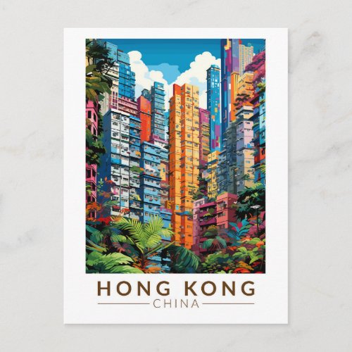 Hong Kong China Apartments Travel Art Vintage Postcard