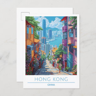 Hong Kong China Art Vintage Travel  Postcard