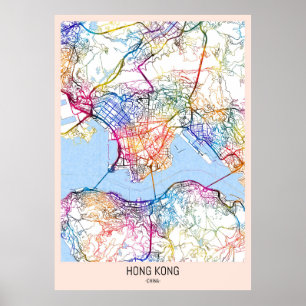 Hong Kong China City Map Poster