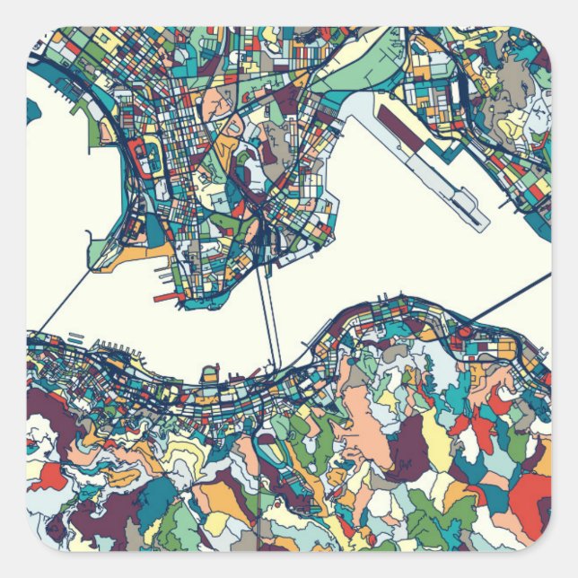 Hong Kong, China Map Square Sticker (Front)