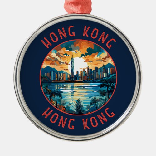 Hong Kong China Retro Distressed Circle Metal Ornament