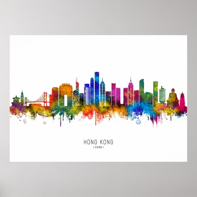 Hong Kong China Skyline Poster (Front)
