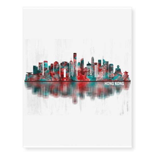 Hong Kong China Skyline Temporary Tattoos (Front)
