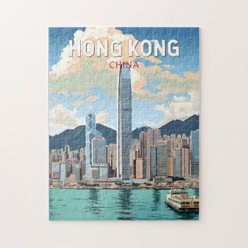 Hong Kong China Travel Art Vintage Jigsaw Puzzle