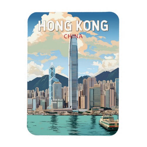Hong Kong China Travel Art Vintage Magnet
