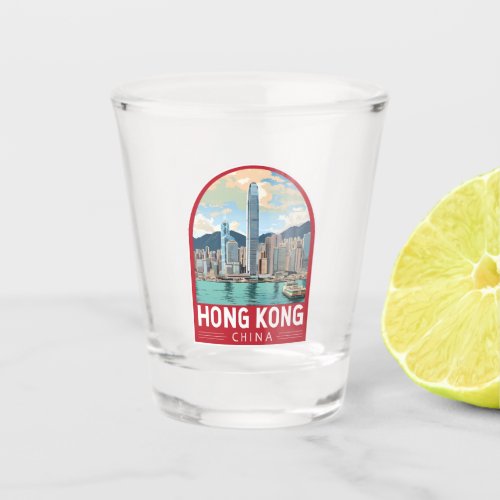 Hong Kong China Travel Art Vintage Shot Glass