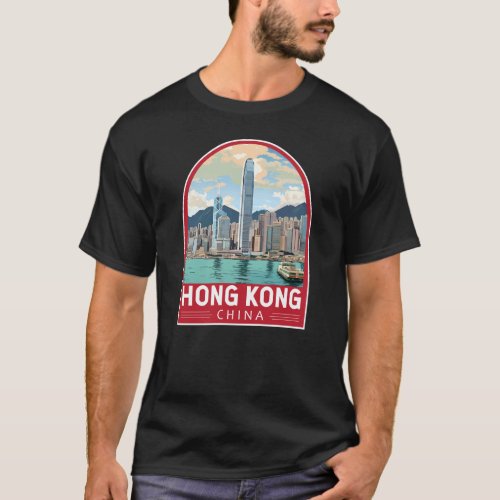 Hong Kong China Travel Art Vintage T_Shirt