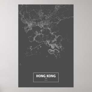 Hong Kong, China (white on black) Poster