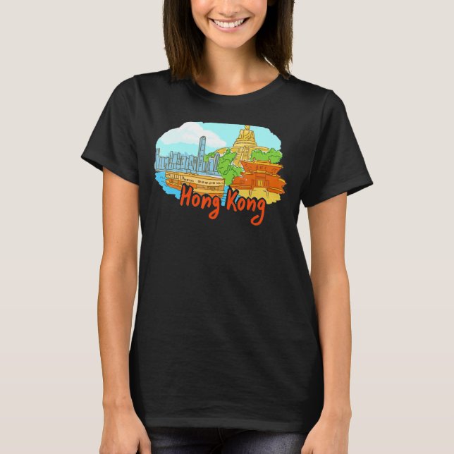 Hong Kong City China souvenir  for men women 2 T-Shirt (Front)