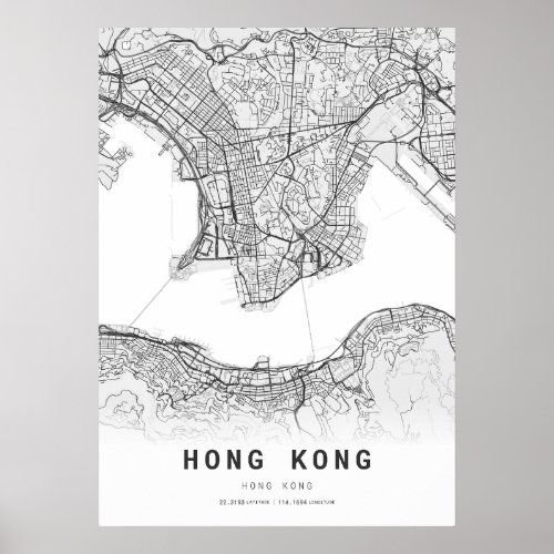 Hong Kong City Map Poster