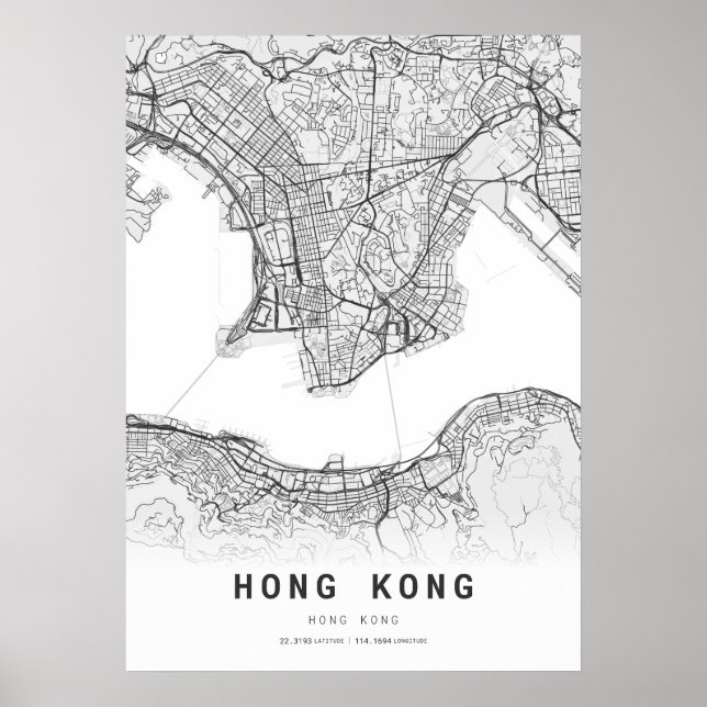 Hong Kong City Map Poster (Front)