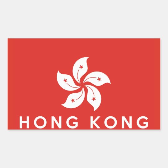 hong kong country flag symbol name text rectangular sticker | Zazzle.com