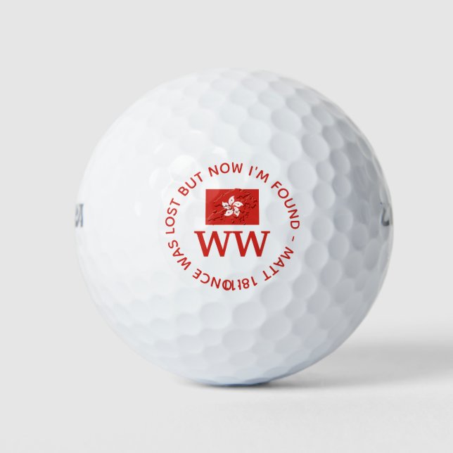 HONG KONG Custom MONOGRAM Christian Lost Found Golf Balls (Front)