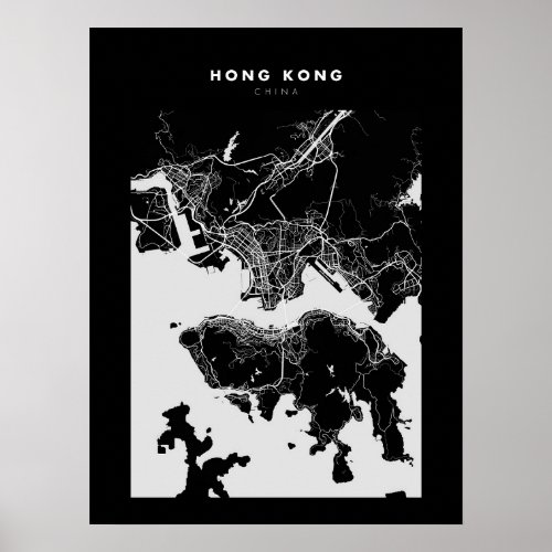 Hong Kong Dark City Map Poster