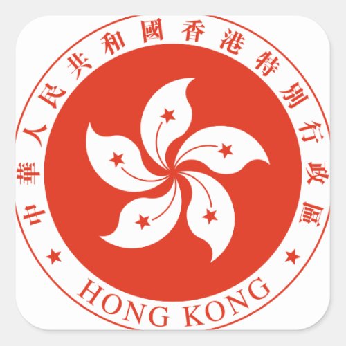 hong kong emblem square sticker