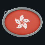 Hong Kong Flag Belt Buckle<br><div class="desc">Patriotic flag of Hong Kong.</div>