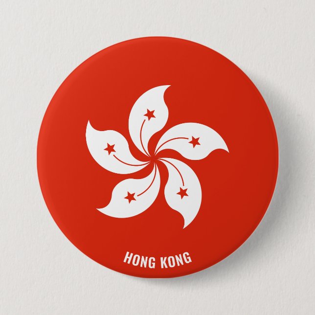 Hong Kong Flag Charming Patriotic Button (Front)