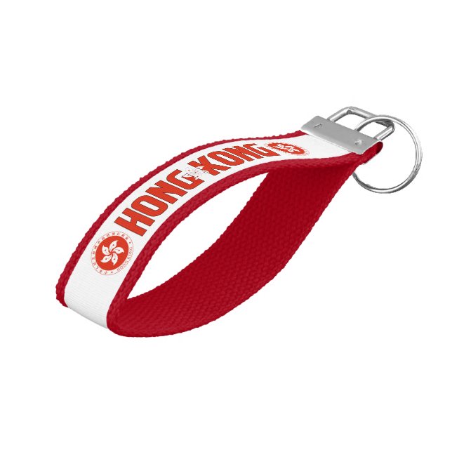 Hong Kong Flag Charming Patriotic Wrist Keychain (Angled Up)