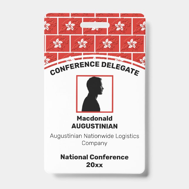 HONG KONG FLAG Customized Logo Photo ID Name Badge (Front)