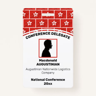 HONG KONG FLAG Customized Logo Photo ID Name Badge