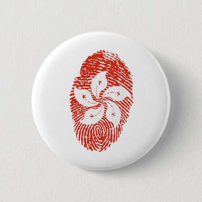 Hong Kong Flag Fingerprint Country Pride Button (Front)