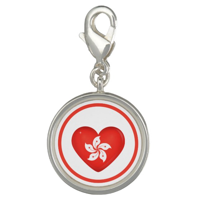Hong Kong Flag Heart Charm (Front)