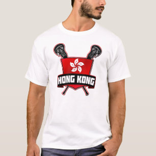 Hong Kong Flag Lacrosse Logo With Back Print T-Shirt