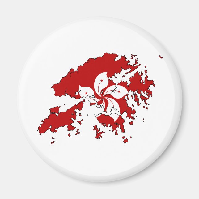 Hong Kong Flag Map full size Magnet (Front)