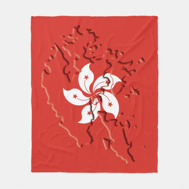 HONG KONG FLAG MAP Patriotic Fleece Blanket Zazzle