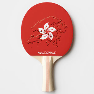 HONG KONG FLAG & MAP Personalized RED Ping Pong Paddle