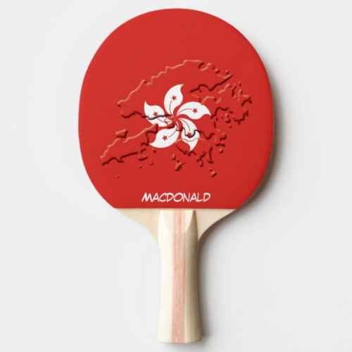 HONG KONG FLAG  MAP Personalized RED Ping Pong Paddle