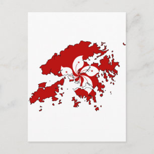 Hong Kong flag map Postcard