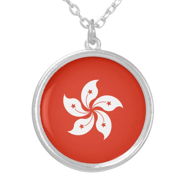 Hong Kong Flag Silver Plated Necklace (Front)