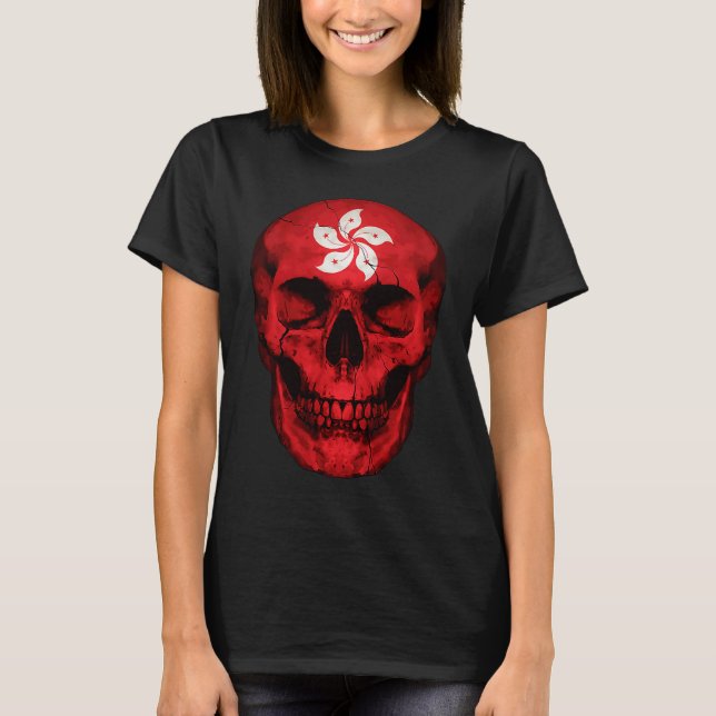Hong Kong Flag Skull Hongkonger Roots Proud Patrio T-Shirt (Front)