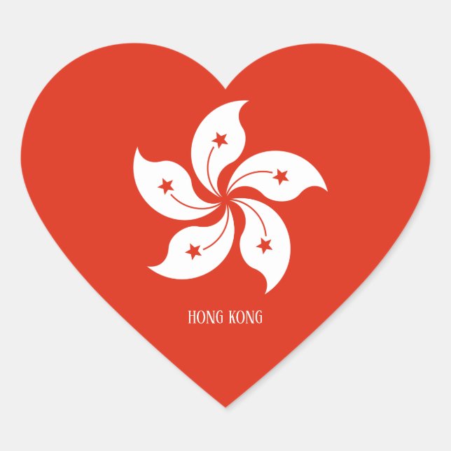 Hong Kong Flag Splendid Patriotic Heart Sticker (Front)