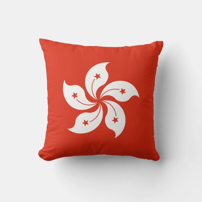 Hong Kong Flag Throw Pillow (Front)