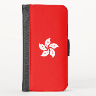 Hong Kong Flag White Orchid on Red iPhone X Wallet Case