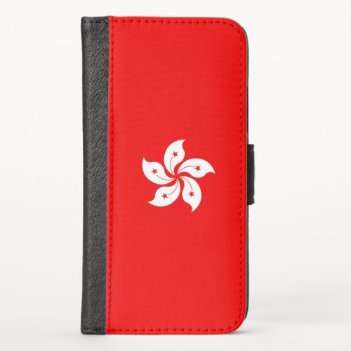 Hong Kong Flag White Orchid on Red iPhone X Wallet Case