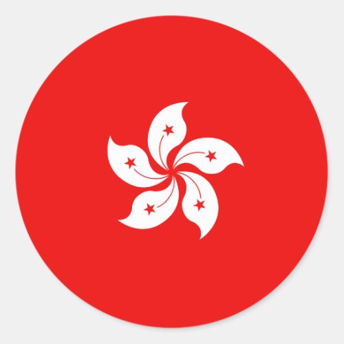 Hong Kong Flag White Orchid Symbol Classic Round Sticker
